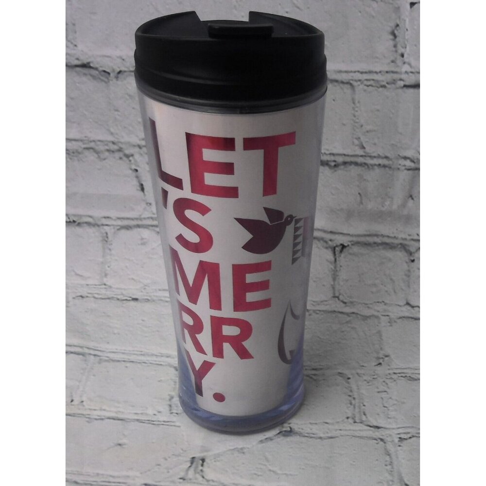 Starbucks 2011 Fox & Bird Let's Merry 16 Oz Holiday Coffee Tea Cocoa Travel Mug